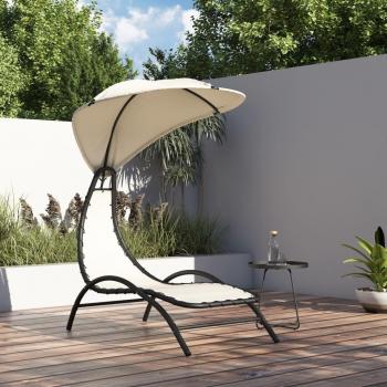 Chaise longue à auvent Crème (vidalX) – 167 x 80 x 195 cm, tissu + acier