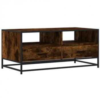 VidaXL Smoked Oak Coffee Table 100x50x45 cm Engineered Wood and Metal