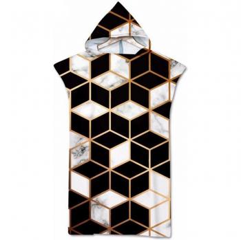 Black White Geometric Microfiber Beach Poncho Towel