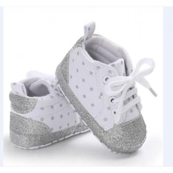 Lace-Up Crib Shoes for Infant Baby Girls with Polka Dots