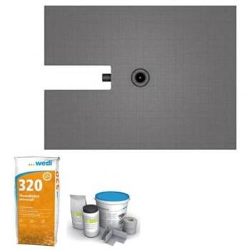 Wedi 120×90 cm Receveur à carreler Fundo Plano – drainage central, sortie latérale courte + kit étanchéité, numéro 320