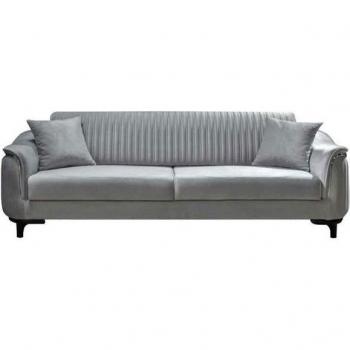 Wohnzimmer‑Couch JVmöbel – 3‑Sitz, Grau, Holzkonstruktion, Samt‑Bezug, neu in Europa