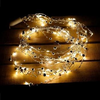 Perlenlichterdraht 8 Stränge 80 Mikro-LEDs Warmweiß