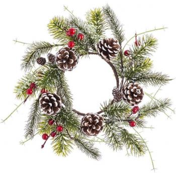 Noël décoratif – Couronne LOLAHOME Ø30 cm, houx et ananas verts