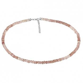 XEN Halsschmuck: Strawberry Quarz, 5,5 mm Facetten, 43 cm (mit 5 cm Verlängerung), 925 Silver