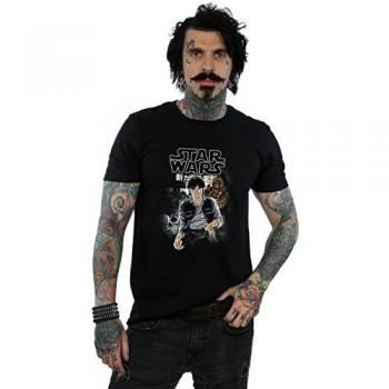 T-Shirt Nera Anime Star Wars Uomo Han e Chewie L