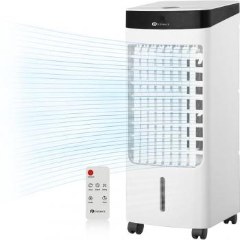 PureMate 4L Portable Air Cooler with 4 Operating Modes, LED Display, Timer & Remote Control White 60cm H X 24cm W X 25cm D