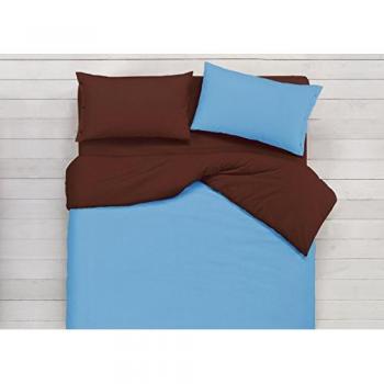Copripiumino Singolo 100% Cotone Double Face Azzurro/Marrone