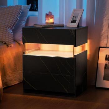 Table de Chevet Moderne Noir et Or