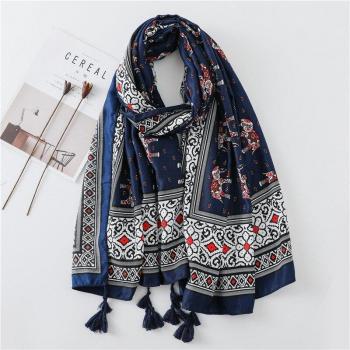 Tassel Shawl with Elephant Design
