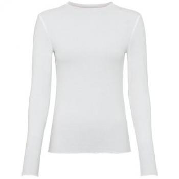 Lascana Komfort‑Langarm – cremefarbenes Rippshirt mit Stehkragen, Damen, Gr. 36/38
