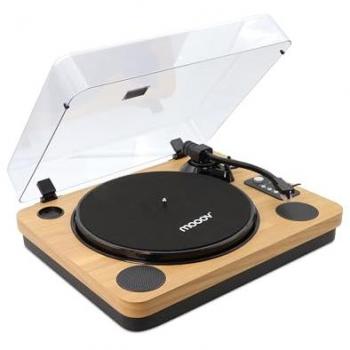 Platine Vinyle Bluetooth Effet Bois avec Haut-parleurs Intégrés 33/45/78 tours