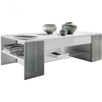 Table de Salon Moderne Clip en Blanc et Avola-Anthracite