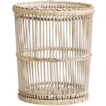 Sleek White Rattan-Bamboo Household Bin