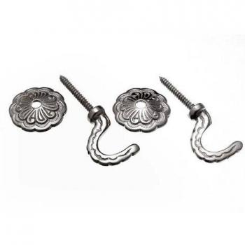 Curtain Tieback Hooks with Rosette & Plate Matt Chrome (100 pairs)