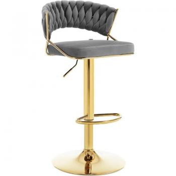 Bar Chair Woltú de Cocina Alto, Giro y Ajuste con Reposapiés Gris