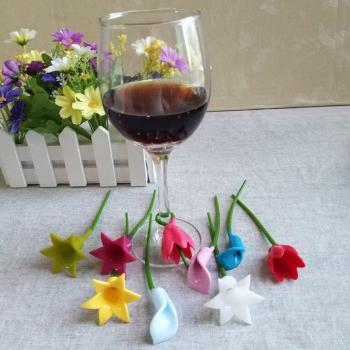 6pcs Silicone Flower Glass Cup Markers