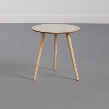 Beige Ronde Salontafel 42x40cm Thinia Thuis