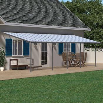 Marquesina Pérgola de Aluminio 295x860cm Gris con Policarbonato 6mm