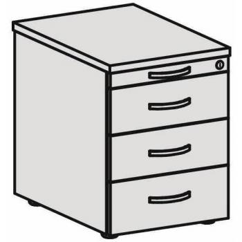 Rollcontainer PALENQUE, 3 Schübe, Utensilienauszug, B 430 x T 600 x H 566 mm, lichtgrau