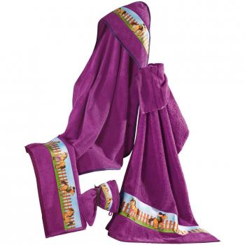 Erwin Müller Kids‑Towel Frottier Fuchsia 2 Stück – Pferde‑Design