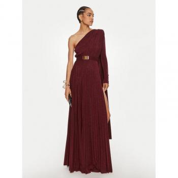 Elisabetta Franchi Abito 46 Lurex Plissettato Bordeaux