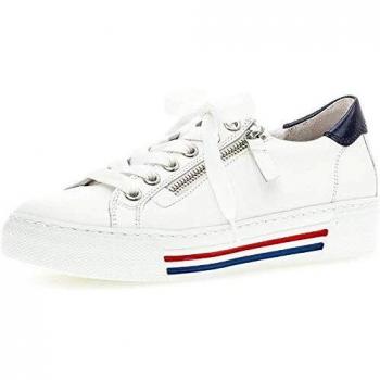 Gabor Damen Sneaker, Frauen Low-Top Sneaker, Comfort-Mehrweite, Reißverschluss, Optifit-Wechselfußbett, weiß/paz