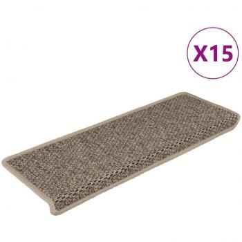 Tapis d'escalier adhésifs vidaXL 15 pcs 65x21x4 cm Beige foncé