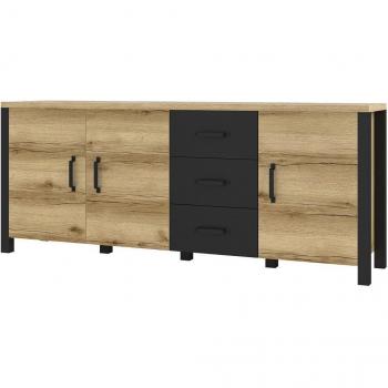 Cómoda compacta Austin N105 negro mate, 3 cajones espaciosos