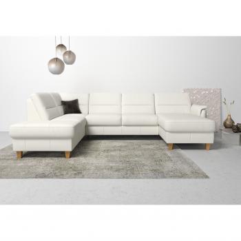 Wohnlandschaft Palmera U-Form, Lederoptik, Federkern