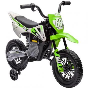 AIYAPLAY 12V Kids Ride-On Motorbike with Training Wheels and Twist Grip Throttle