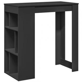 Table de bar avec étagères noir bois d'ingénierie Vidaxl