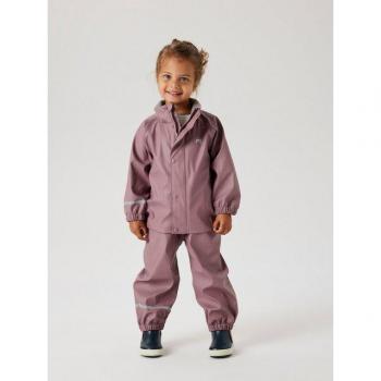 Regenmantel NAME IT NKNDRY10 für Mädchen mit Regenjacke und Hose im Set, Mädchen, Gr. 140, rosa (wistful mauve), Web, Obermaterial: 100% Polyester, unifarben, regular fit normal, elastischer Bund, Mäntel Regenanzug, unifarben, casual, regular fit, K