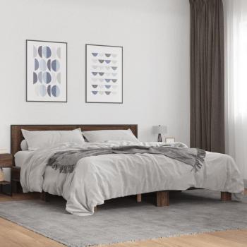 Bettgestell in Braun Eichen-Optik 200x200 cm vidaXL Holzwerkstoff Metall