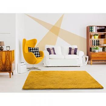 Tapis lavable polyester moutarde 160x230 cm