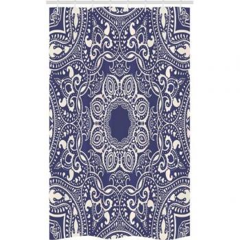 Douche décorative ABAKUHAUS bleu-crème motifs orients 120×180 cm