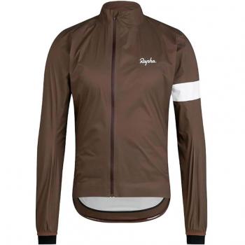 Rapha Core Rain II – Giacca in marrone scuro con finiture bianche, L