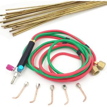 Torche Compacte à Gaz Soudage 5 Embouts – Double Tuyau Flexible & Kit Baguettes 25 cm