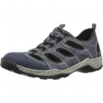Rieker Schnürschuhe für Herren 08065 Low-Top, Blau (Denim/Jeans/schwarz / 14), EU 43