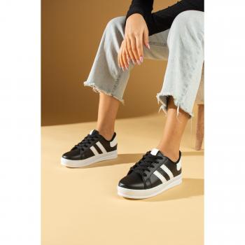 Zapatillas de Mujer Estilo Deportivo con Lazos 001-162-24 Negro-Blanco
