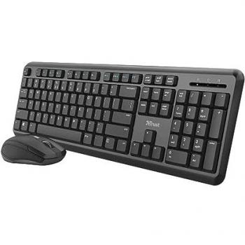 Trust ODY Wireless Desktop Keyboard and Mouse, Spill Resistant, UK QWERTY, Black