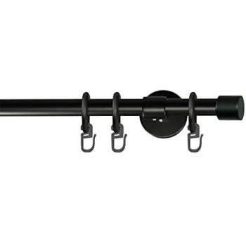 Gardinenstange GARESA RUSTIKA, schwarz, L:180cm Ø:16mm, Metall, Gardinenstangen, rustikale Vorhanggarnitur, verlängerbar, m. Ringe, Endkappe
