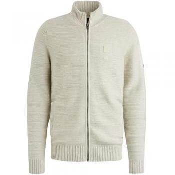 PME Legend Strickjacke mit gerippten Abschlüssen in Offwhite, Größe XL
