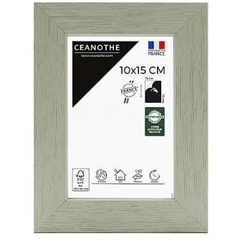 Cadre photo Vert Clair 15x10 cm – Cadre photo bois FSC, verre acrylique résistant, format A6 et carte postale, made in France