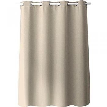 Rideau polyester 140x180 cm avec 8 œillets en métal chromé, coloris ivoire