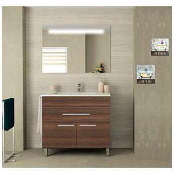 Meuble de salle de bain avec miroir LED et tiroir