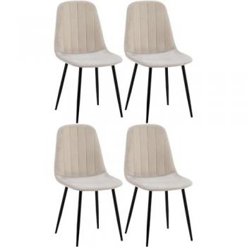 Set di 4 Sedie da Pranzo Grigio in Velluto Baxter
