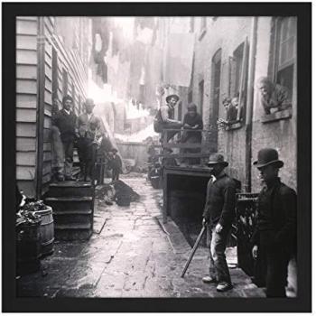 Riis Bandits Roost – 1888 Mulberry Street NYC (Square 16×16, Framed)
