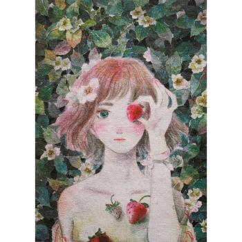 Strawberry Girl Hand-Printed Food Pad