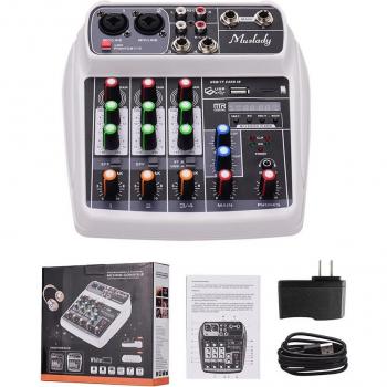 4-Channel Bluetooth Digital Mixer with USB and MP3 Input for Recording and Karaoke